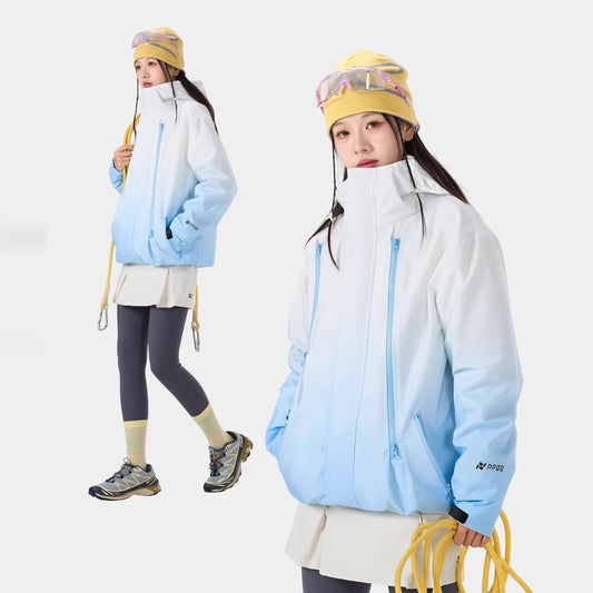 売れ筋！軽量＆防水フード付きジャケット！【アウター】グラデーションカラー ジャケット レディース アウトドア 防寒 防風 防水 ハイキング スポーツ 登山ウェア【FCシリーズ】