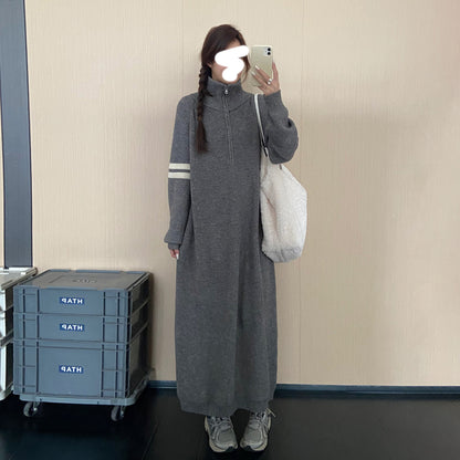 【ワンピース】ハイネックニットワンピース レディース 秋冬新作 ロング丈 体型カバー ゆったり 着回し【JZシリーズ】