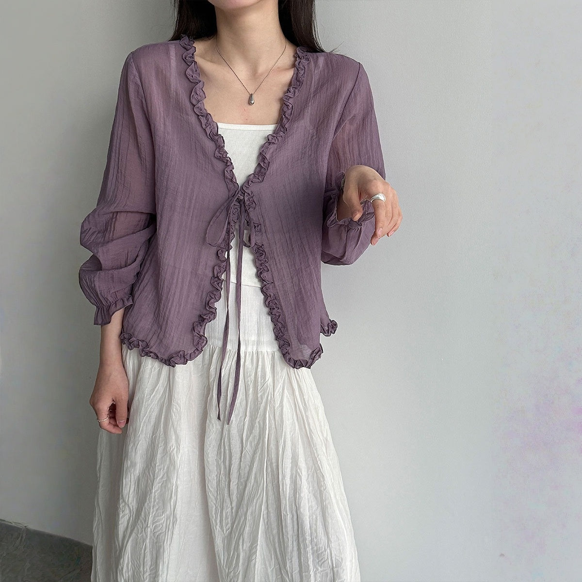 【アウター】Vネック やさしい雰囲気 UVカットカーディガン 体型カバー カーディガン 【JZシリーズ】