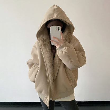 【アウター】リバーシブル フェイクファー 暖かい フード付き 中綿ジャケット 秋冬 綿入れコート【FCシリーズ】