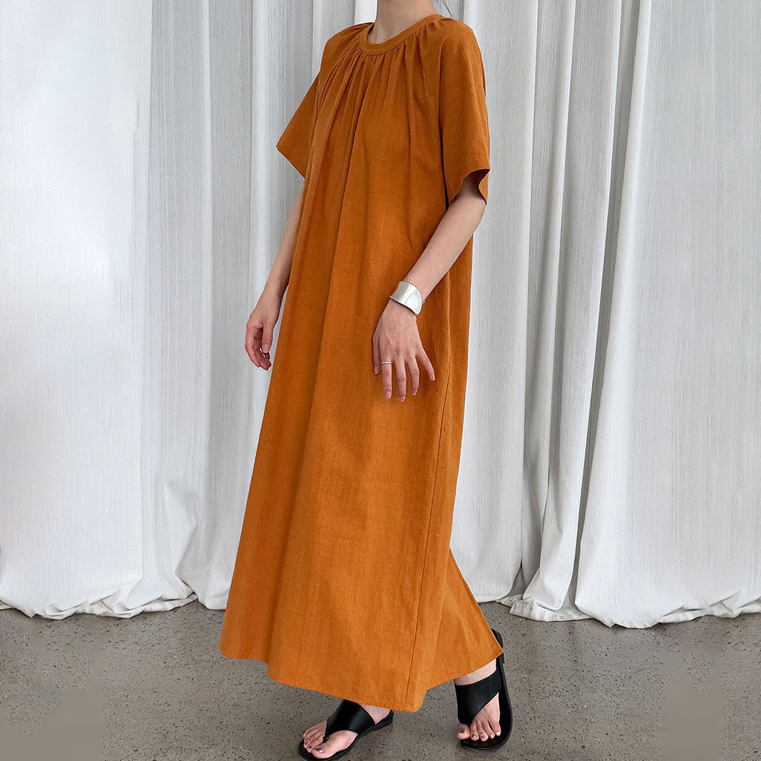 【ワンピース】韓国風ミニマル 後ろねじりデザイン 背中開き ゆったりノースリーブワンピース【JZシリーズ】