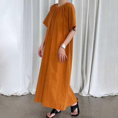 【ワンピース】韓国風ミニマル 後ろねじりデザイン 背中開き ゆったりノースリーブワンピース【JZシリーズ】