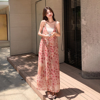 【ワンピース】フレンチロマンティック 配色が映える多幸感 花柄ノースリーブキャミワンピース【SHシリーズ】