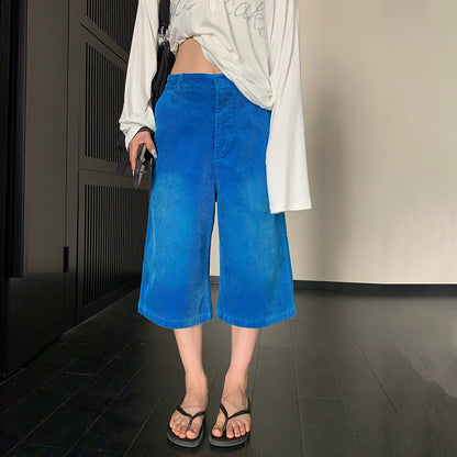 【ボトムス】コーデュロイパンツ レディース クロップド丈 ストレート ヴィンテージ風 リラックスシルエット【FCシリーズ】