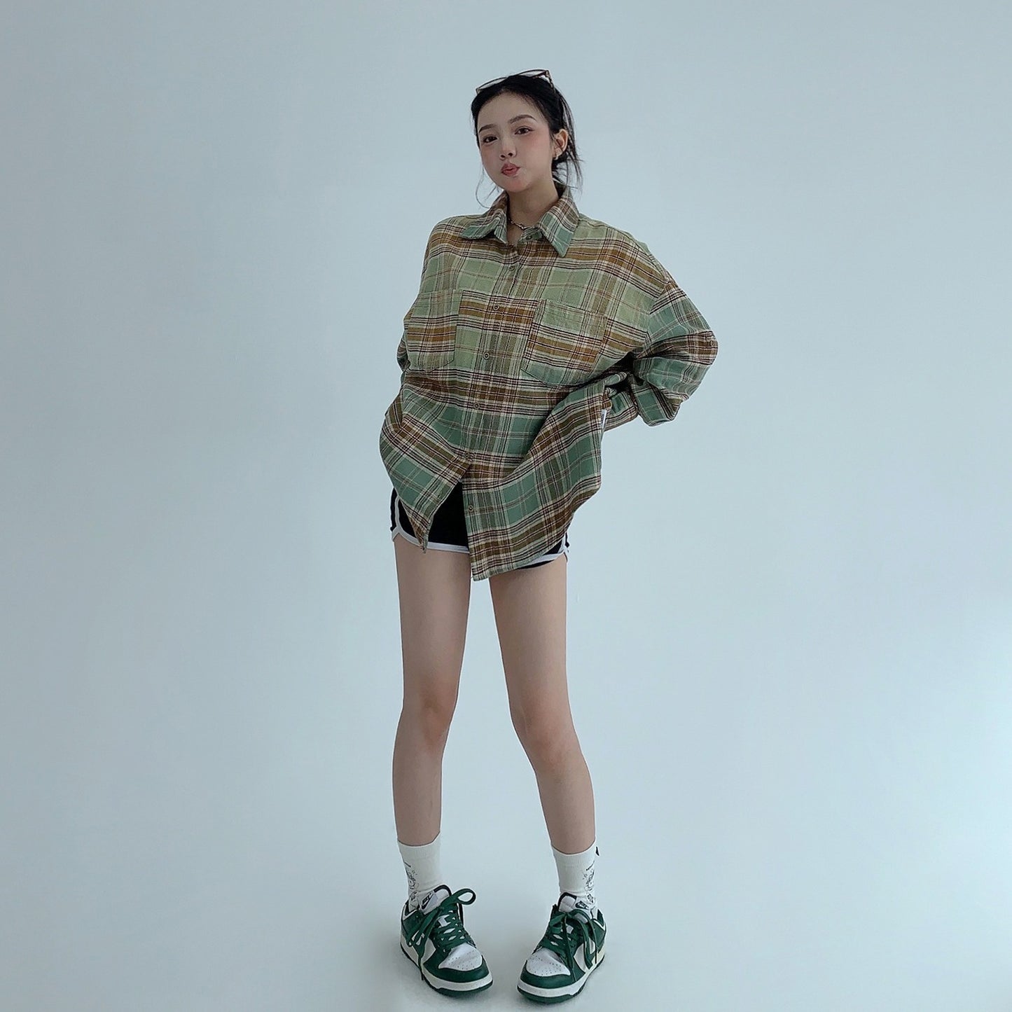 【トップス】春 秋 冬 アメリカン グラデーション チェック柄 シャツ 【FCシリーズ】