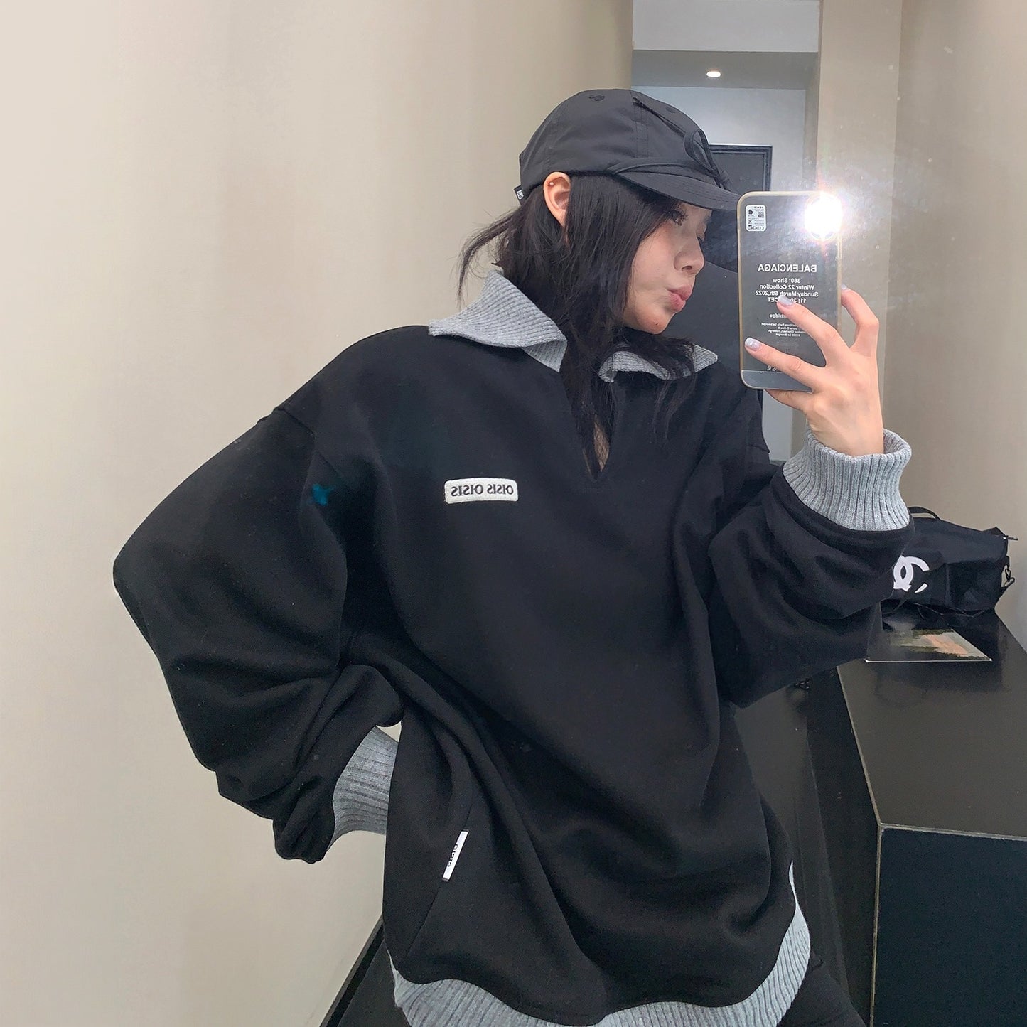 【トップス】春 秋 冬 リラックス感 切替 厚手 Vネック パーカー 【FCシリーズ】