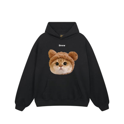 【トップス】🐱アメリカンストリート猫プリントクルーネックスウェット ユニセックス コットン オーバーサイズ 秋冬コーデ【FCシリーズ】