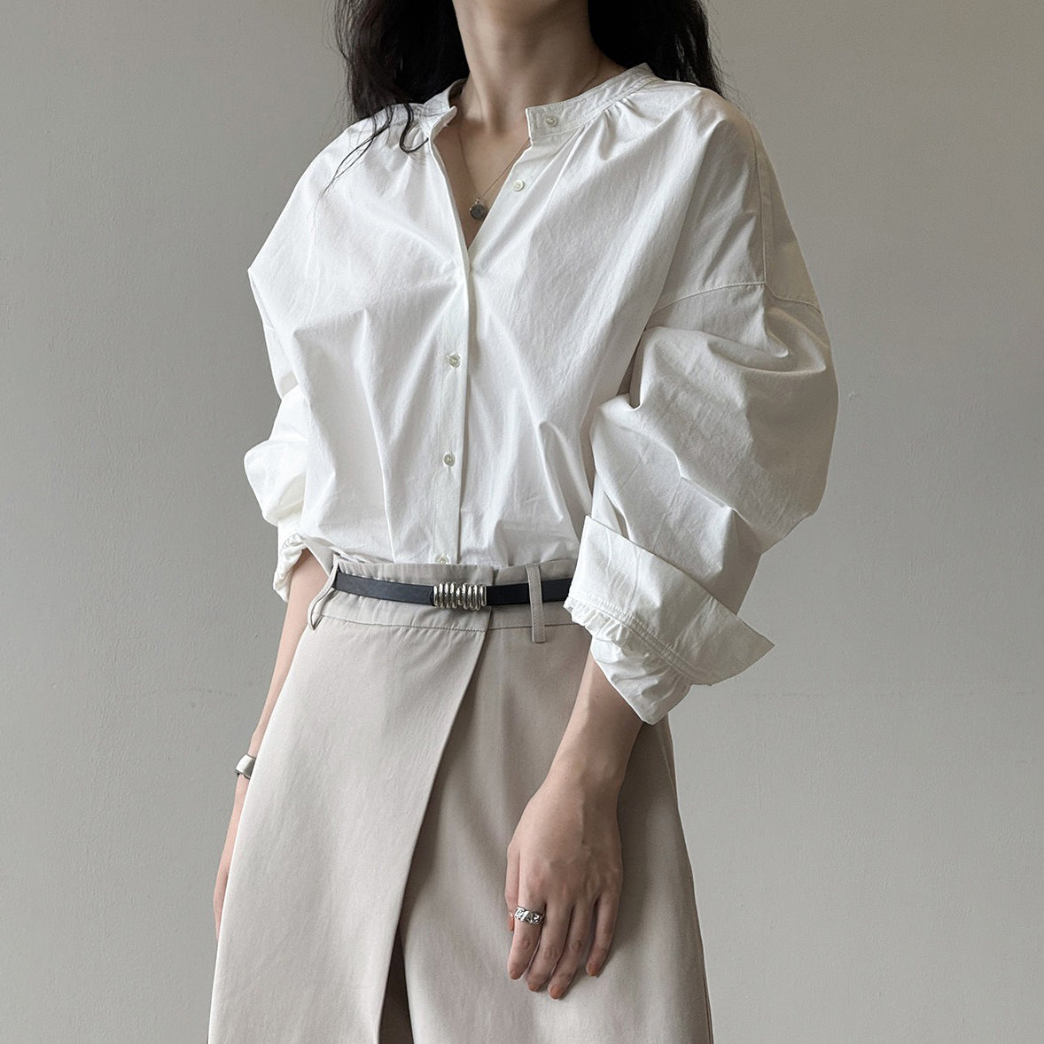 【トップス】日本風 丸首シャツ レディース 秋新作 個性的で大人可愛い 通勤長袖トップス【JZシリーズ】