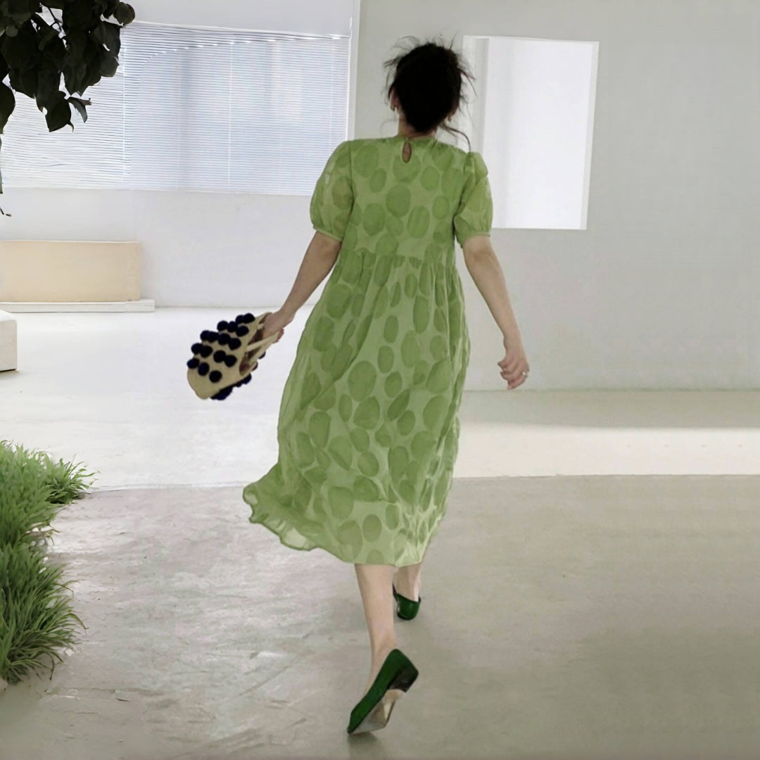 【ワンピース】【15～18日内発送】夏 ラウンドネック  ハイウエスト  半袖 ワンピース 【JZシリーズ】