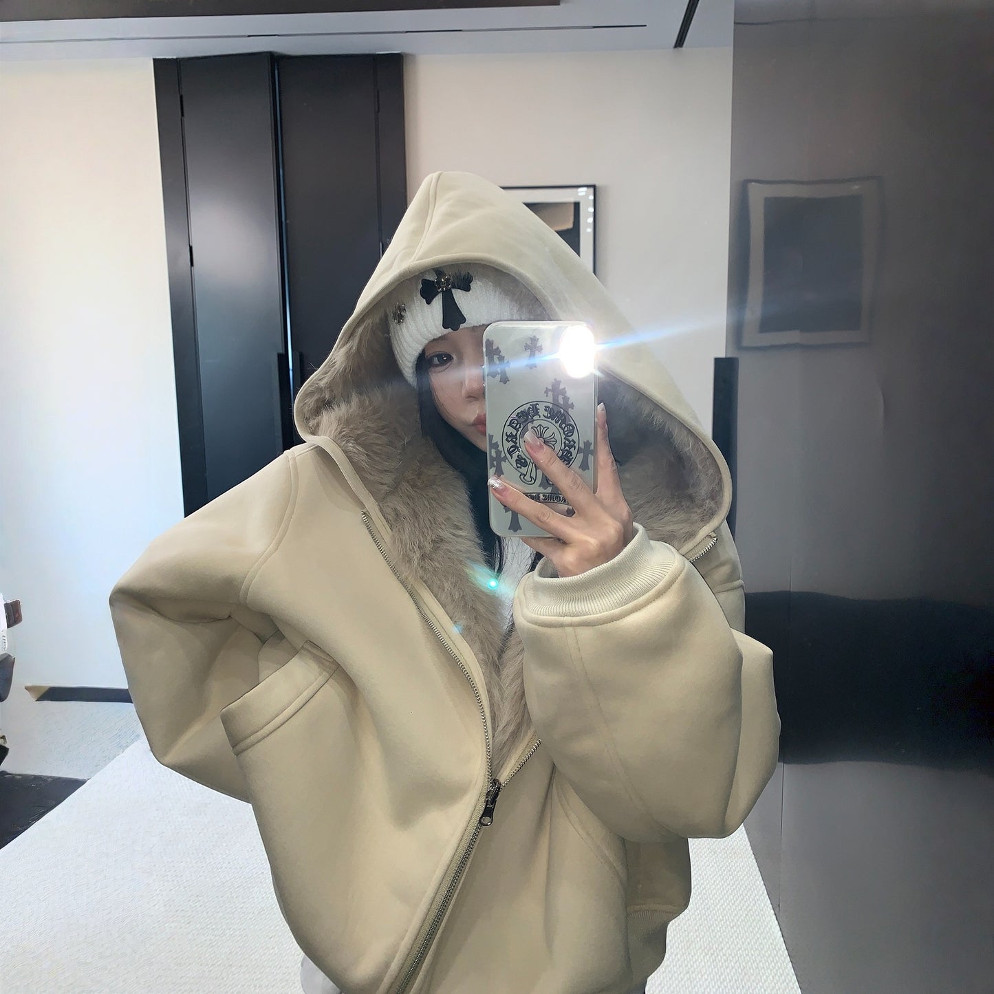 【アウター】2WAY 抜け感 春 秋 冬 リバーシブル 厚手 フード付き ジャケット【FCシリーズ】