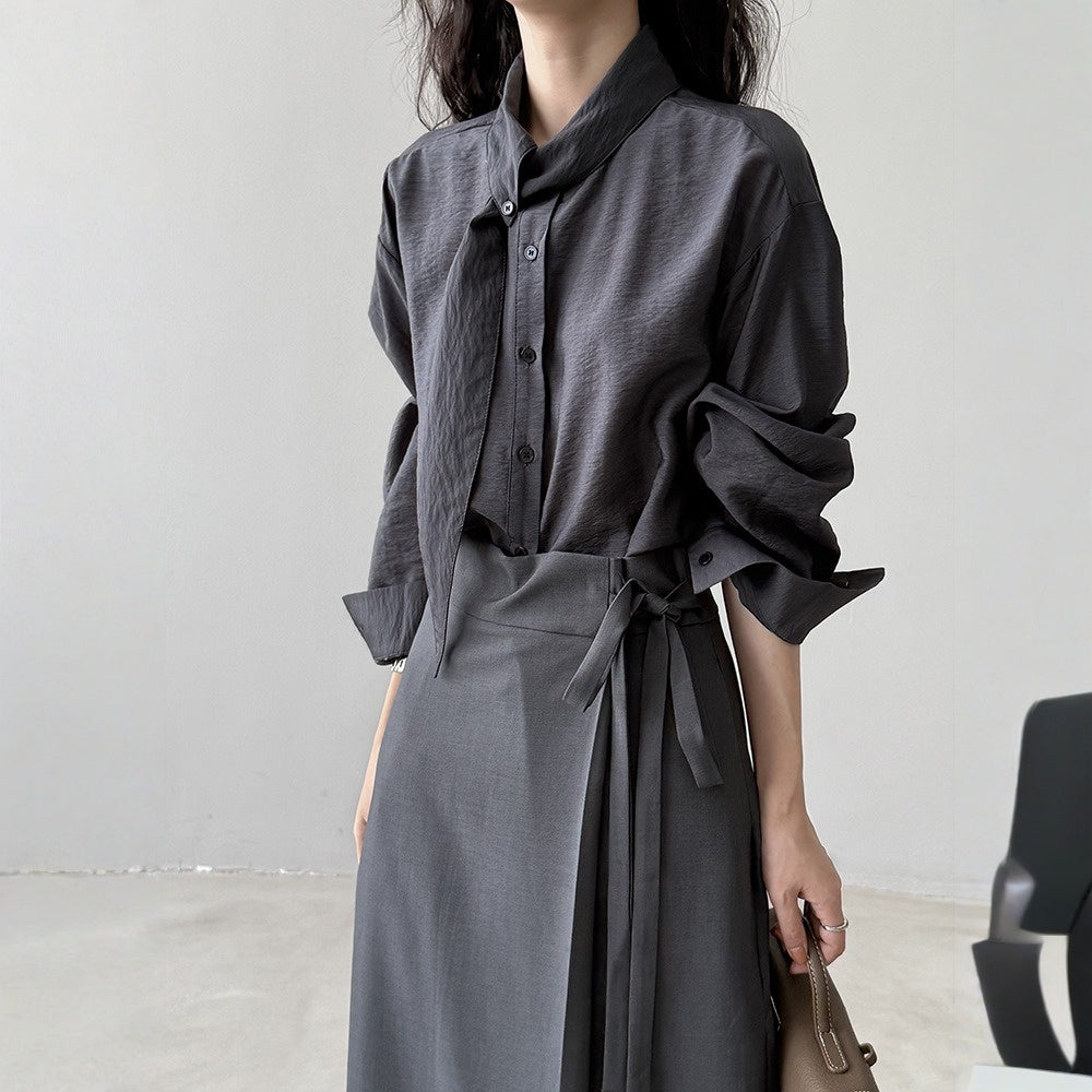 【トップス】春 秋 スカーフカラー 通勤 スリム見え ブラウス 【JZシリーズ】