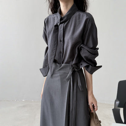 【トップス】春 秋 スカーフカラー 通勤 スリム見え ブラウス 【JZシリーズ】