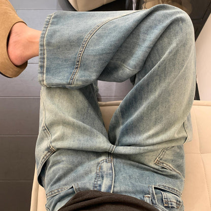 【ボトムス】韓国ファッション デニムカーゴパンツ レディース ハイウエスト ワイドパンツ 着回し ロング丈【FCシリーズ】