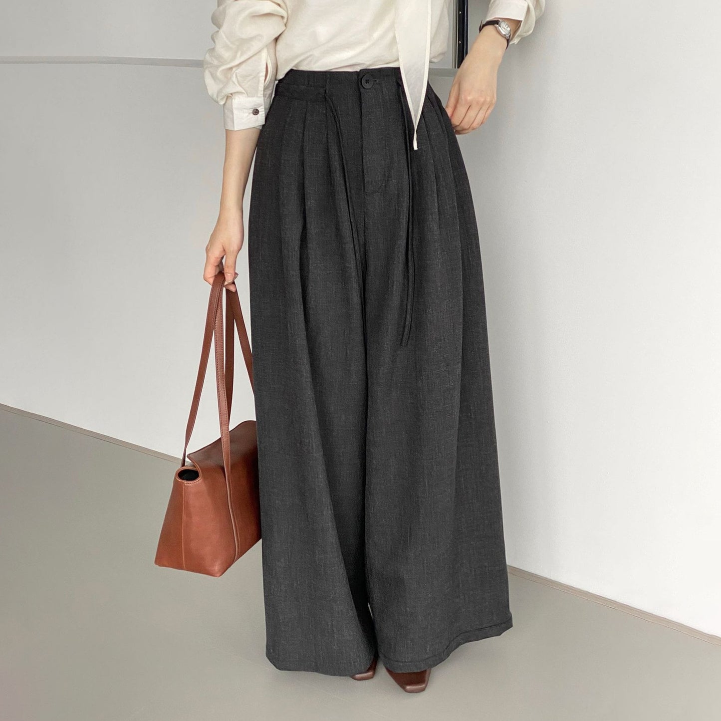 【ボトムス】 春秋 韓国風 ハイエンド プリーツ ワイドパンツ｜通勤にも最適な美脚ロングボトムス【JZシリーズ】【SNシリーズ】