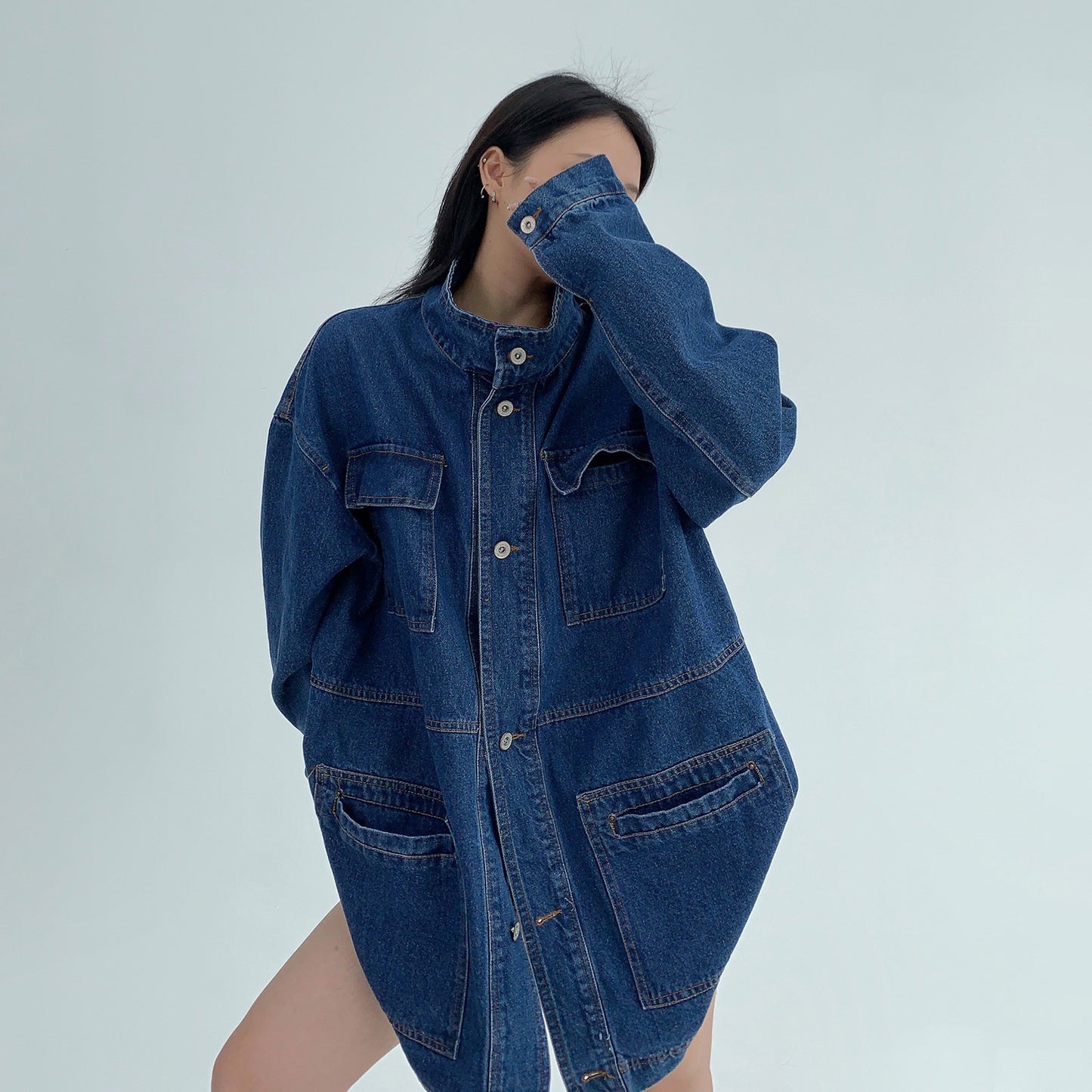 【アウター】アメリカンヴィンテージ風 ヘビーウェイトデニムジャケット レディース ミドル丈 ワーク風【FCシリーズ】