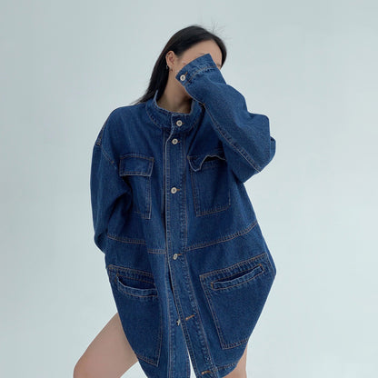 【アウター】アメリカンヴィンテージ風 ヘビーウェイトデニムジャケット レディース ミドル丈 ワーク風【FCシリーズ】