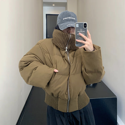 【アウター】ショート丈フェイクレイヤード中綿ジャケット レディース 小洒落感たっぷり 厚手 綿入れコート【FCシリーズ】