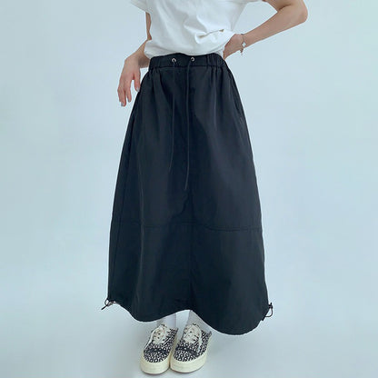 【ボトムス】シンプルシルエット 厚手素材 ブラック ロングスカート レディース【FCシリーズ】