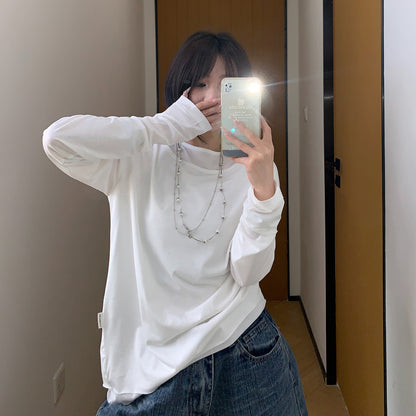 【トップス】【10～15日内発送】上品シルエット高級感 夏新作 シンプルレイヤード風 UVカット 薄手長袖Tシャツ【FCシリーズ】