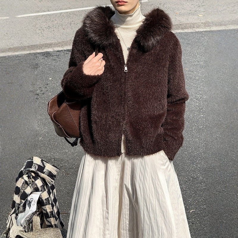 【アウター】春 秋 冬 フード ジップ カーディガン ゆったり 柔らかニット ジャケット 【JZシリーズ】