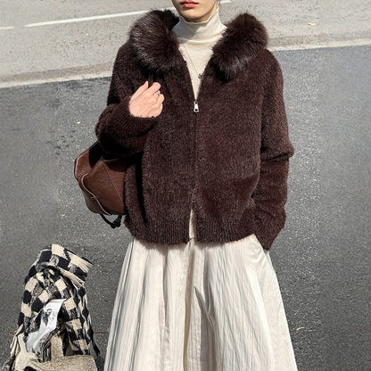 【アウター】春 秋 冬 フード ジップ カーディガン ゆったり 柔らかニット ジャケット 【JZシリーズ】