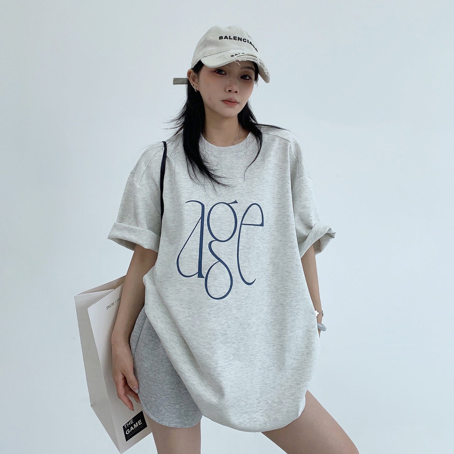 【トップス】シンプル 高級感 ロゴ ハリ感 リラックス 半袖シャツ【FCシリーズ】