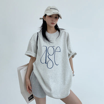 【トップス】シンプル 高級感 ロゴ ハリ感 リラックス 半袖シャツ【FCシリーズ】