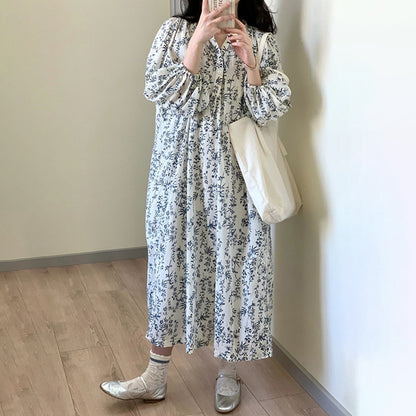 60%OFF⭐️【ワンピース】フレンチテイスト フラワープリント 半袖ワンピース レディース 夏 ロング丈 ウエストマーク 体型カバー 大人可愛い【SHシリーズ】