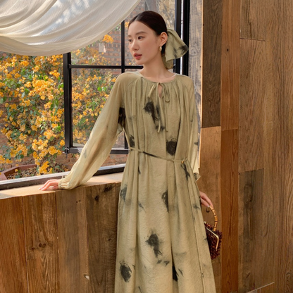 【ワンピース】春 秋 夏 ランタンスリーブ パフスリーブ エレガント 長袖 ワンピース 【SHシリーズ】