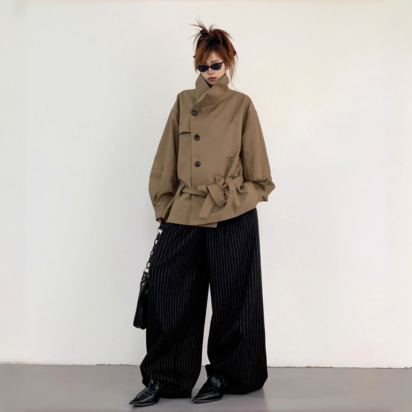 【アウター】レトロ シングルブレスト ワイドカラー エレガント トレンチコート【FCシリーズ】