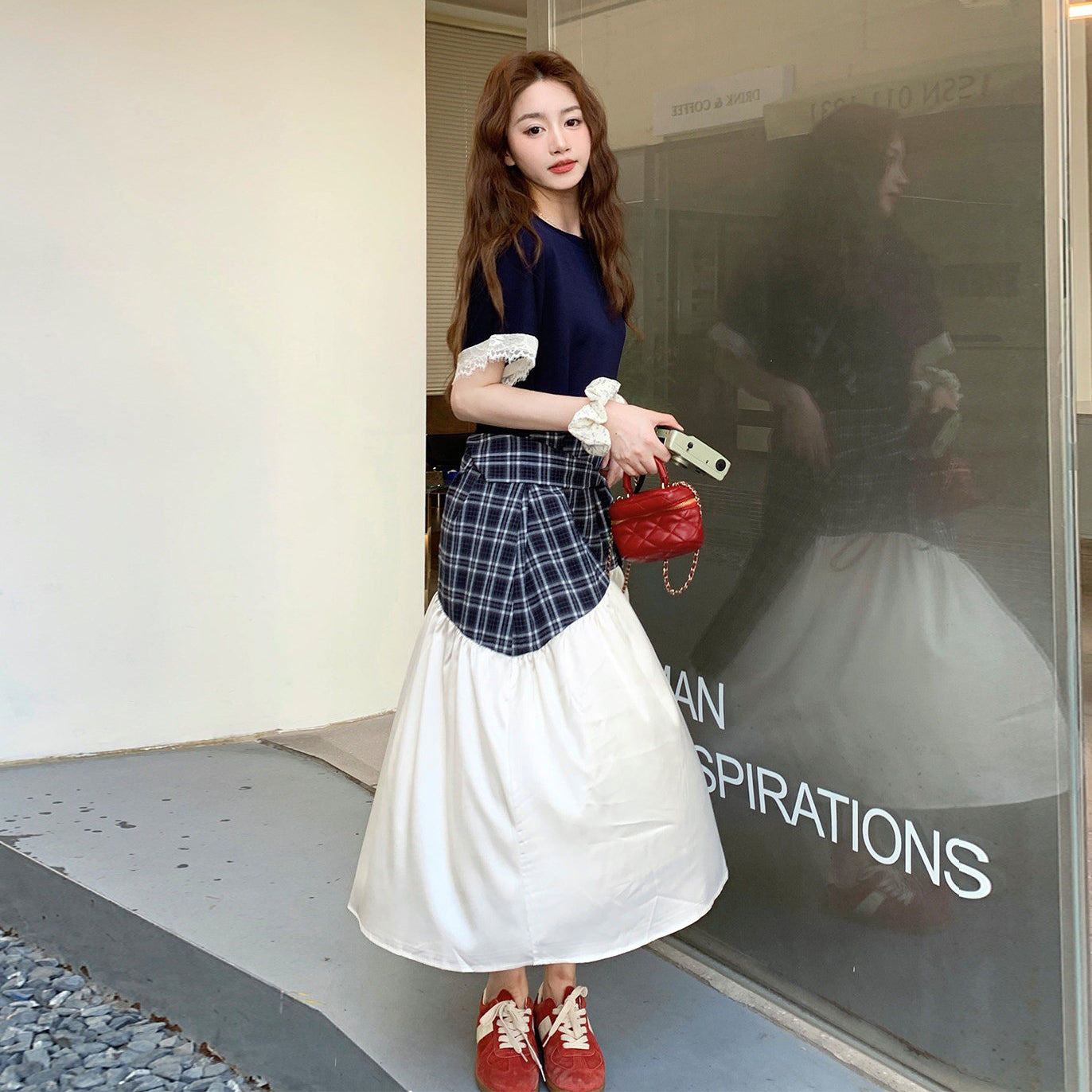 【ワンピース】レトロチェック ノースリーブ ワンピース レディース 夏 フレンチデザイン ウエストシェイプ 美シルエット【JZシリーズ】