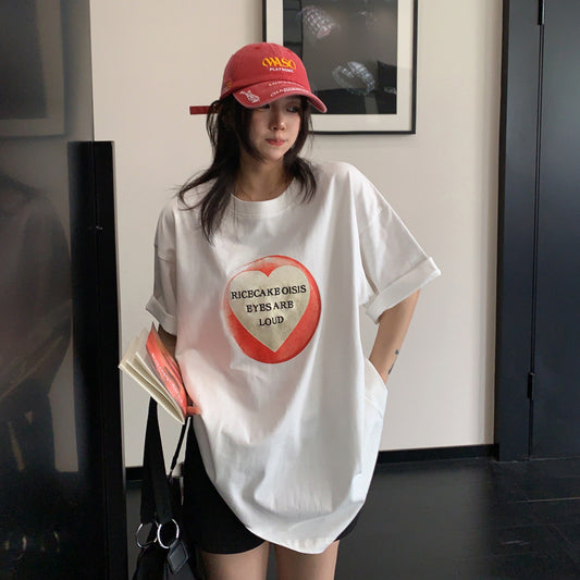 【トップス】ヴィンテージ風 刺繍 コットン半袖Tシャツ レディース リラックス カジュアル ストリート系【FCシリーズ】