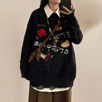 【トップス】もちもち アップル アルファベット 春 秋 冬 プルオーバー セーター 【FCシリーズ】