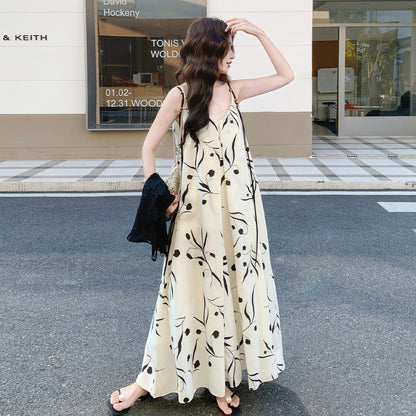 2点セット！【セットアップ】フレンチ 蝶々 シアーシャツ+キャミワンピース セット レディース 夏 かわいい 上品 ロングワンピース【SHシリーズ】