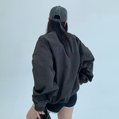 【アウター】薄手 リラックス感 ショート丈 ワイドシルエット スタンドカラー ジャケット レディース【FCシリーズ】