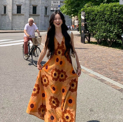 【ワンピース】沖縄旅行 ノースリーブ リゾートワンピース レディース 夏 花柄 キャミワンピース ボヘミアン ビーチコーデ【SHシリーズ】