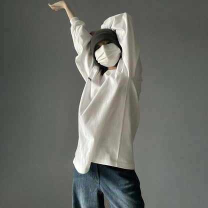 【トップス】インナー レトロ 塩系 高級感  ユニセックス 春秋 ペア 長袖 Tシャツ