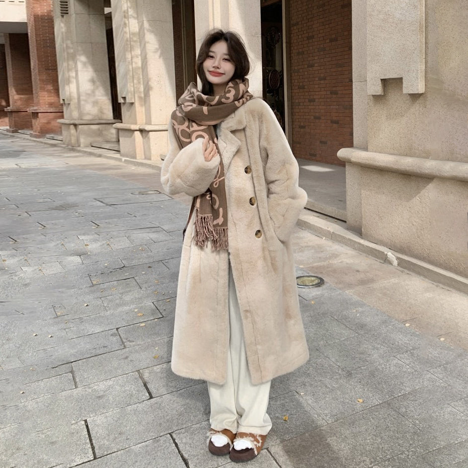 【アウター】フレンチスタイル フェイクミンクファー コート 冬用 高級感 ふわふわ 中綿入り 大人気 綿入れコート【JZシリーズ】