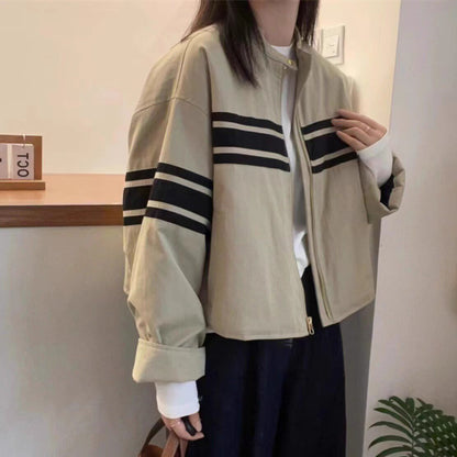 【アウター】スタジャン風 ショート丈 カジュアルブルゾン ゆったり 爆売れジャケット レディース【FCシリーズ】