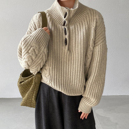 【トップス】気質 あったか ケーブル編み ハイネックセーター 春秋冬 プルオーバー ゆるかわ【JZシリーズ】