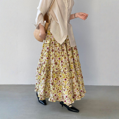 【ボトムス】小花柄 ハイウエスト Aライン スカート 【JZシリーズ】