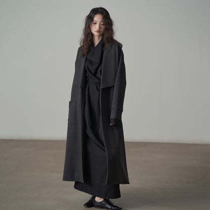 【アウター】新作 大きめラペル ゆったり ロング丈 長袖 コート トレンチコート レディース【JZシリーズ】