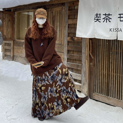 【ボトムス】春 秋 冬 レトロ 厚手 大振裾 スカート 【SHシリーズ】