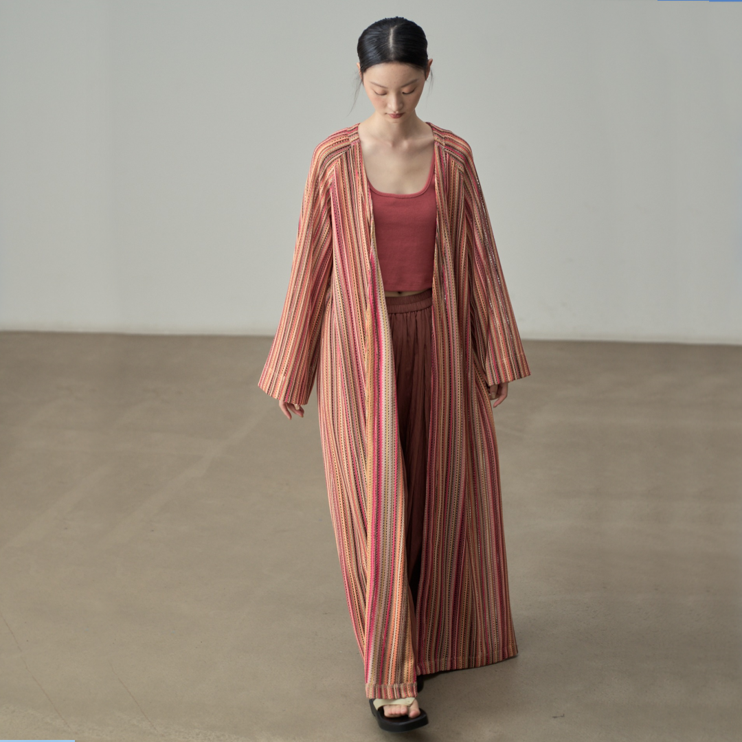 【ワンピース】春 秋 夏 ストライプ柄 ゆったり 体型カバー 長袖 ワンピース 【SHシリーズ】