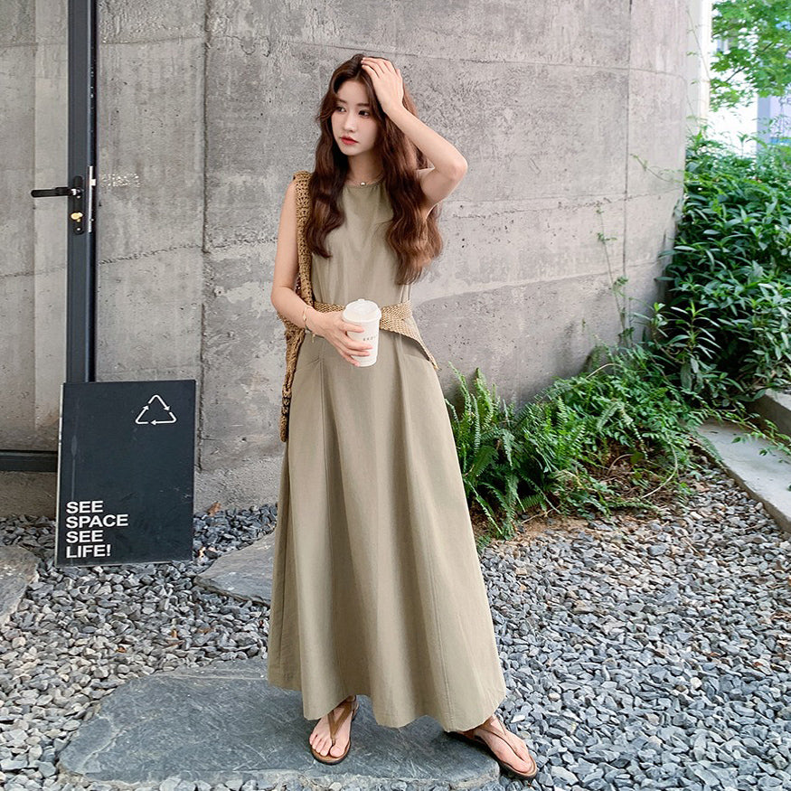 【ワンピース】夏 韓国風通勤 クール＆エレガント オルチャン系 ノースリーブワンピース【JZシリーズ】【SNシリーズ】