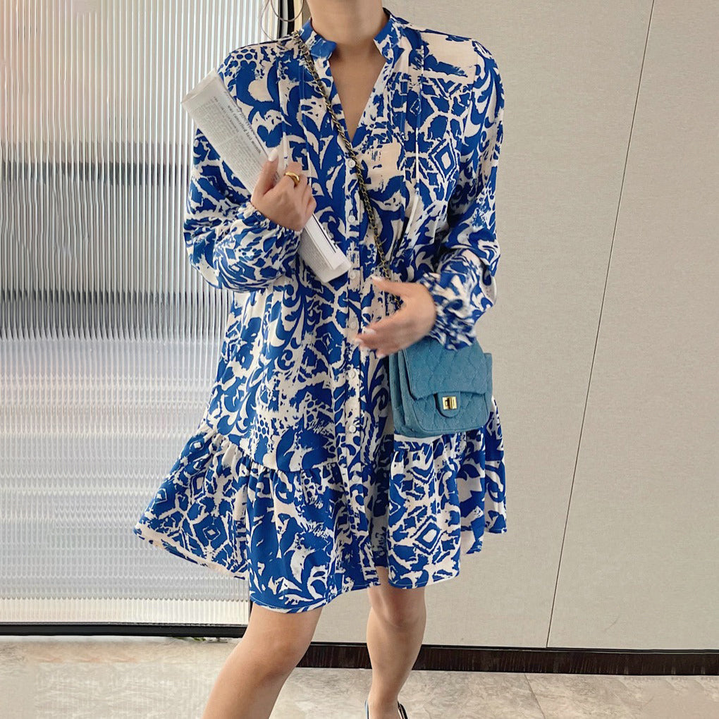 【ワンピース】ヴィンテージ 長袖ワンピース レディース 春夏秋 ミニ丈 ゆったり スリム見え 上品コーデ【SHシリーズ】