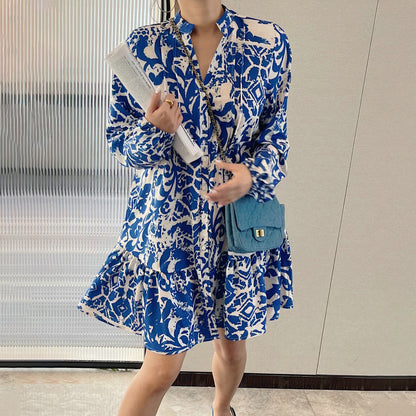 【ワンピース】ヴィンテージ 長袖ワンピース レディース 春夏秋 ミニ丈 ゆったり スリム見え 上品コーデ【SHシリーズ】