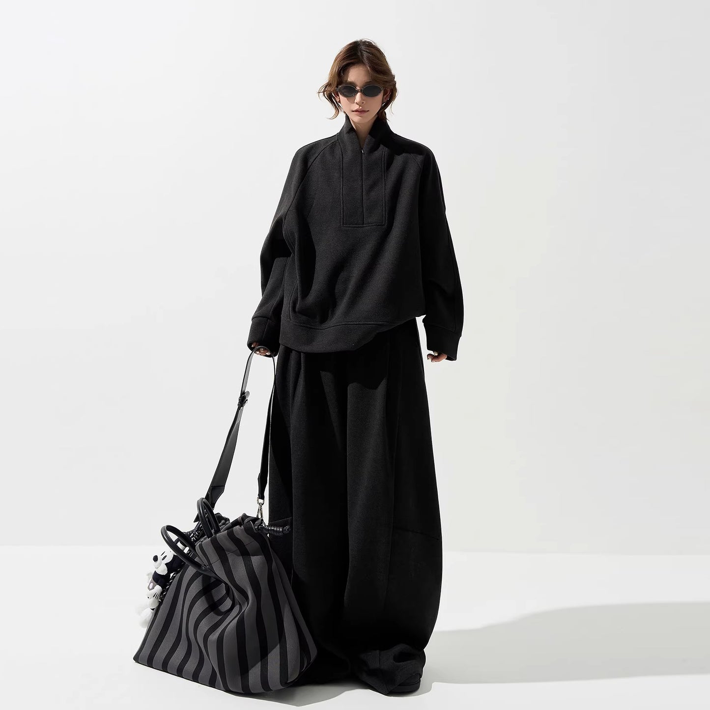 【単品注文】【セットアップ】裏起毛 スウェット＋パンツ 上下セット レディース 秋冬 韓国風 上品 ゆったり ルーズ カジュアル【FCシリーズ】