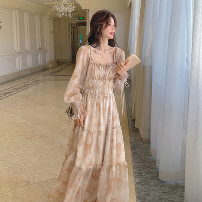 【ワンピース】ティータイム フレンチ ロマンチック 小花柄 ワンピース 春夏 柔らかい雰囲気 絶美 長袖 ドレス【SHシリーズ】