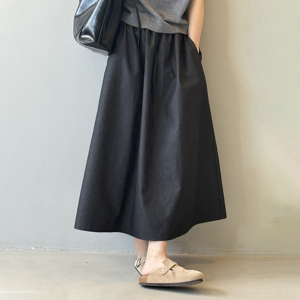 【ボトムス】韓国風 ハイウエスト ワークスカート レディース 秋新作 エレガント シンプル Aライン 細見えミモレ丈スカート【JZシリーズ】
